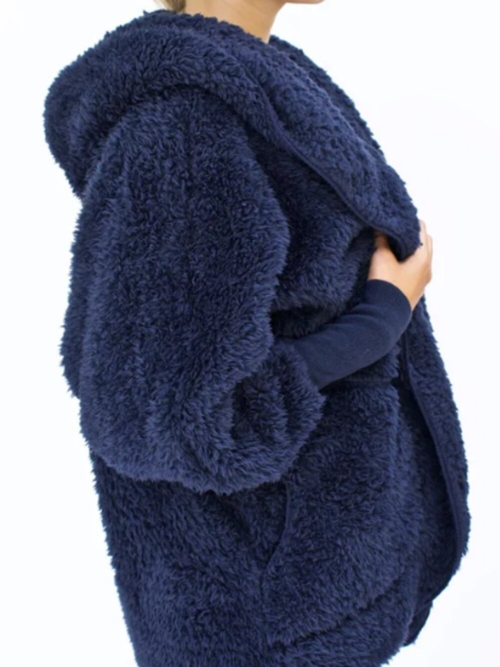 Nordic Beach Cozy Navy Hooded Wrap Sweatshirt
